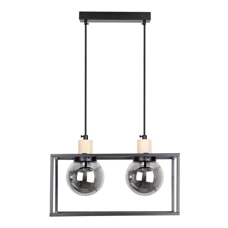 Autentický Závěsné svítidlo nad jídelní stůl RETRO - 2xE27, 40W, černé / kouřové sklo