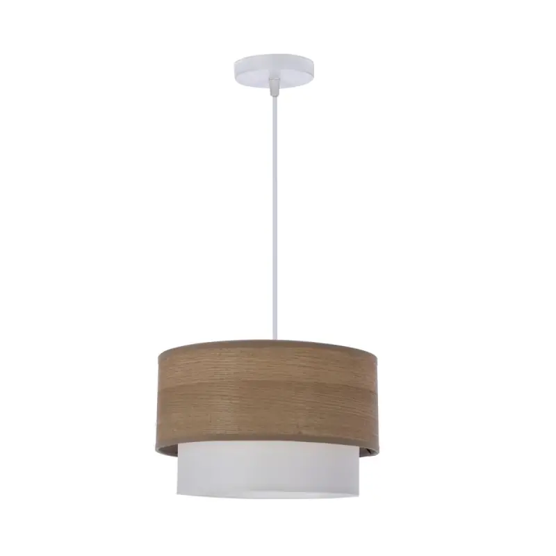 Závěsný kulatý lustr RUBEN - 1xE27, 60W, ořech / bílý Akce