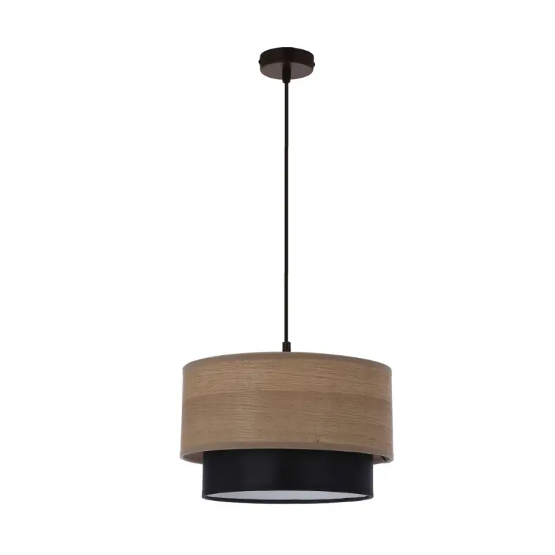Závěsný kulatý lustr RUBEN - 1xE27, 60W, ořech / černý Značkový