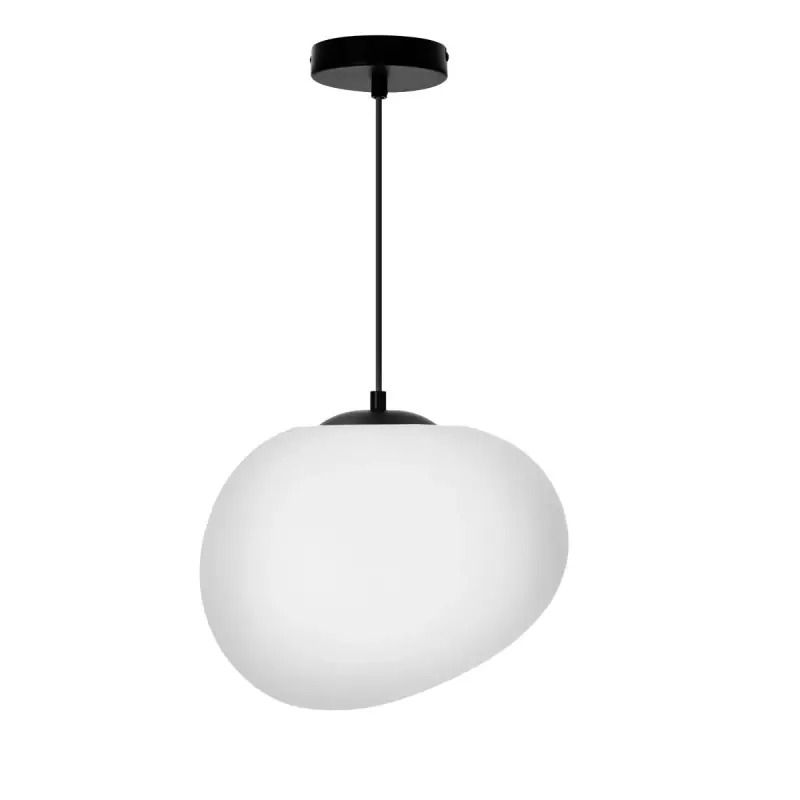 Závěsné svítidlo v japandi stylu STONES - 1xE27, 40W, 30cm, černé / bílé Cenová Bomba