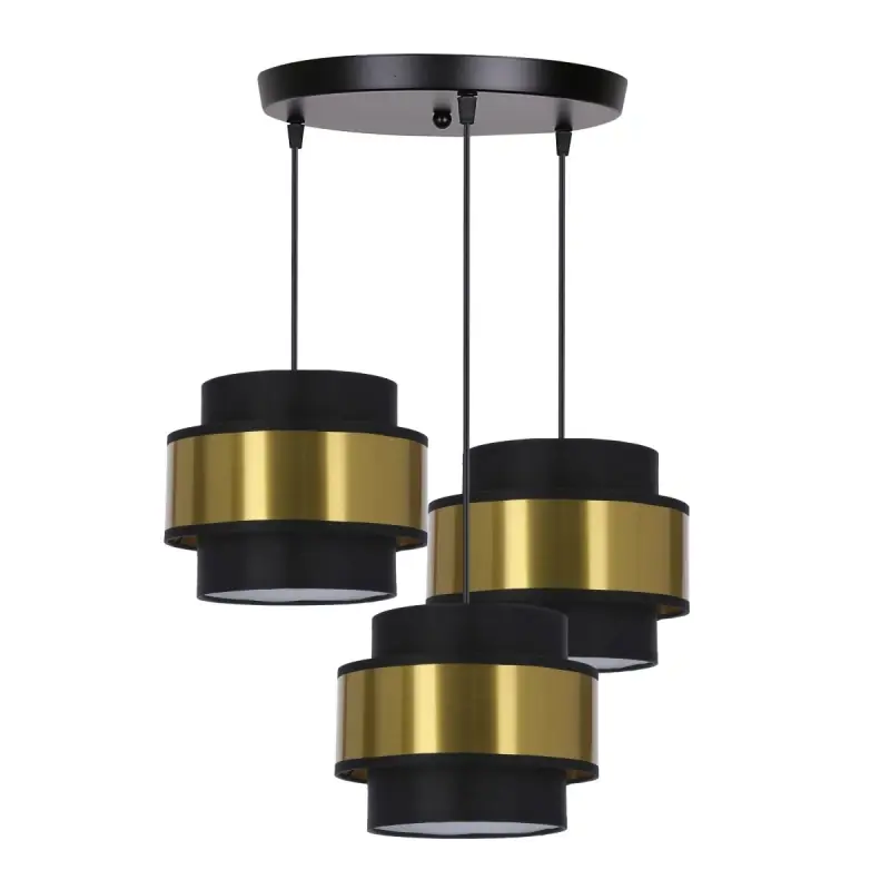 Akce Moderní kulatý závěsný lustr PRESTIGE - 3xE27, 40W, černý / zlatý