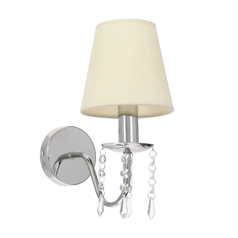 Značkový Moderní nástěnná lampa RUTI - 1xE14, 40W, chromovaná / béžová